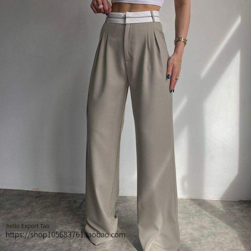 Fashion Solid Color Fashion Slimming Casual Pants Mop Suit Pants High Waist Casual Trousers