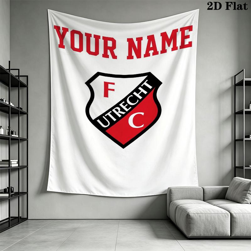 Custom Name FC Utrecht Wall Tapestry Aesthetic Wall Hanging Printed Fabric Blanket Decorative Tapestries for Bedroom Living Room Home Decor