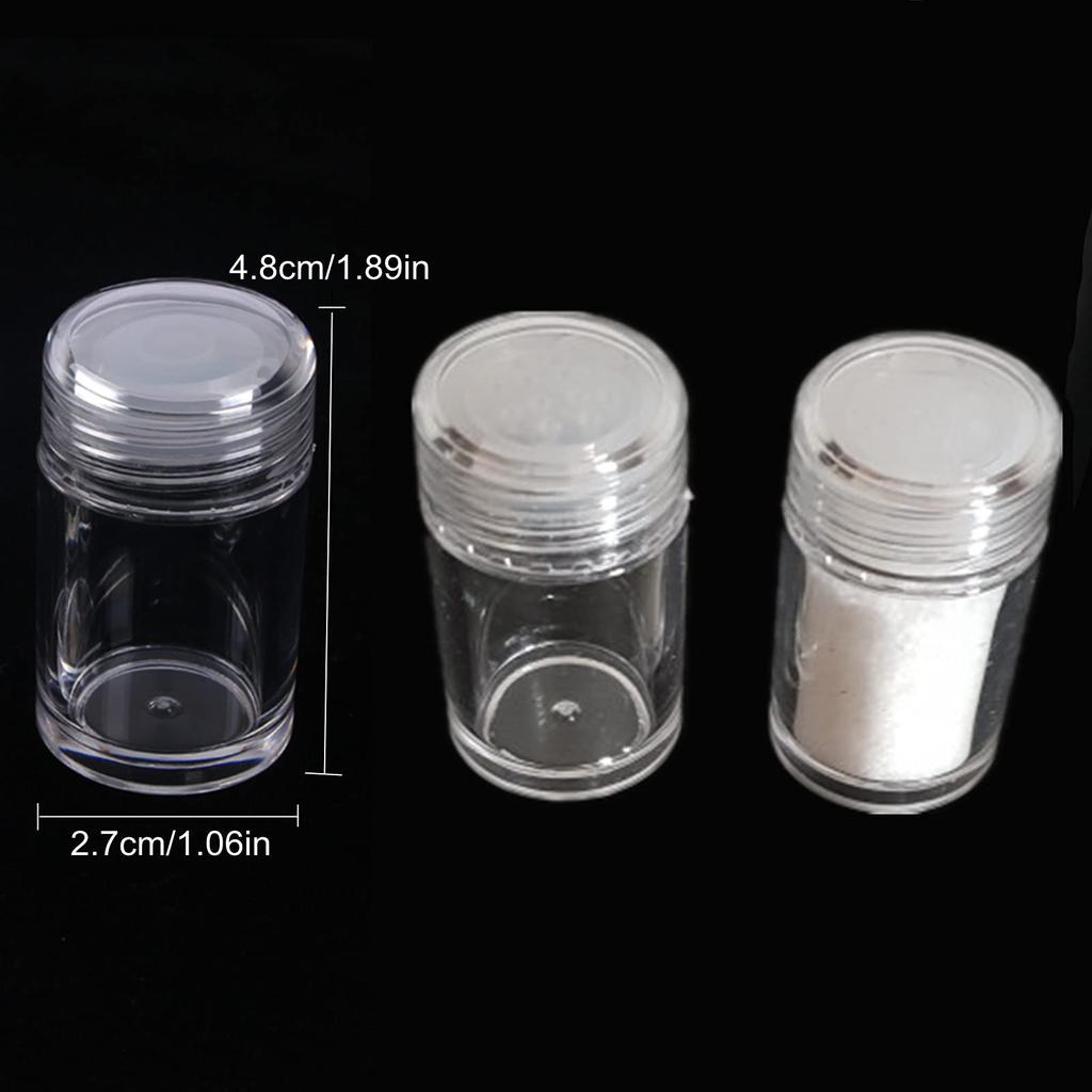 Powder Case Refill Set of Small Dispensing Powder Nail Glitter Portable Small Dispensing Containers Bottles, 6, Perforated, Clear, Bottles, Bottles,