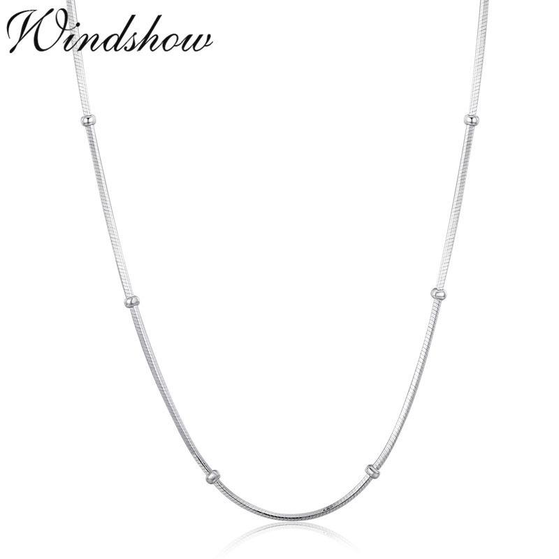 40-80Cm 0.75Mm 925 Sterling Silver Snake Beaded Chain Choker Necklaces For Women Body Jewelry Kolye Collares Collane Collier
