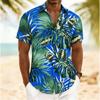 Men's Tropical Monstera & Palm Leaf Print Short Sleeve Shirt, Spring Summer Vintage Hawaiian Vacation