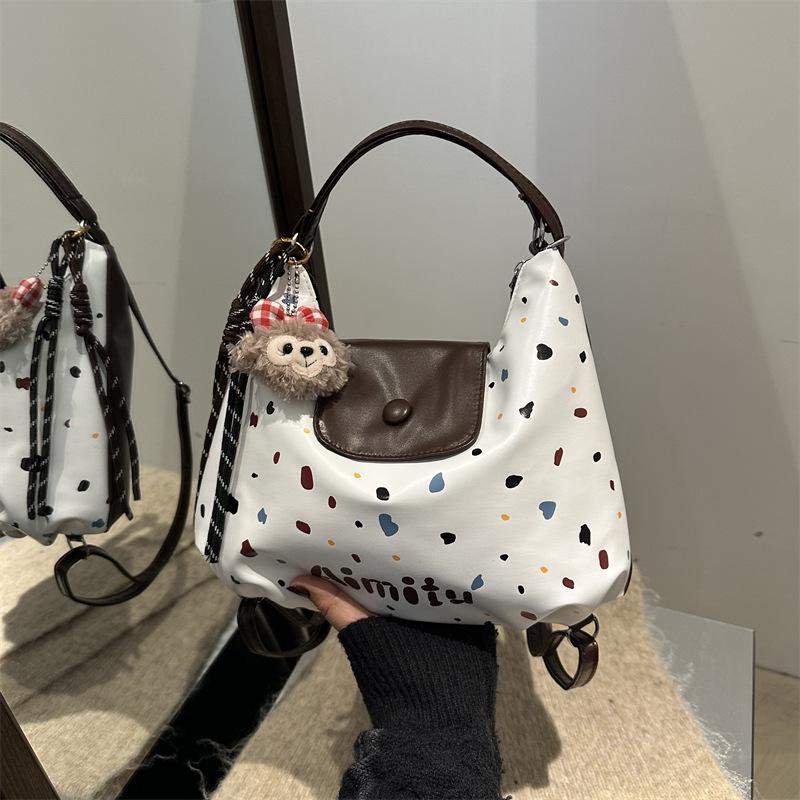 

Korean version shoulder bag casual large capacity foreign feeling armpit bag 2025 new loose feeling color polka dot backpack Without pendant