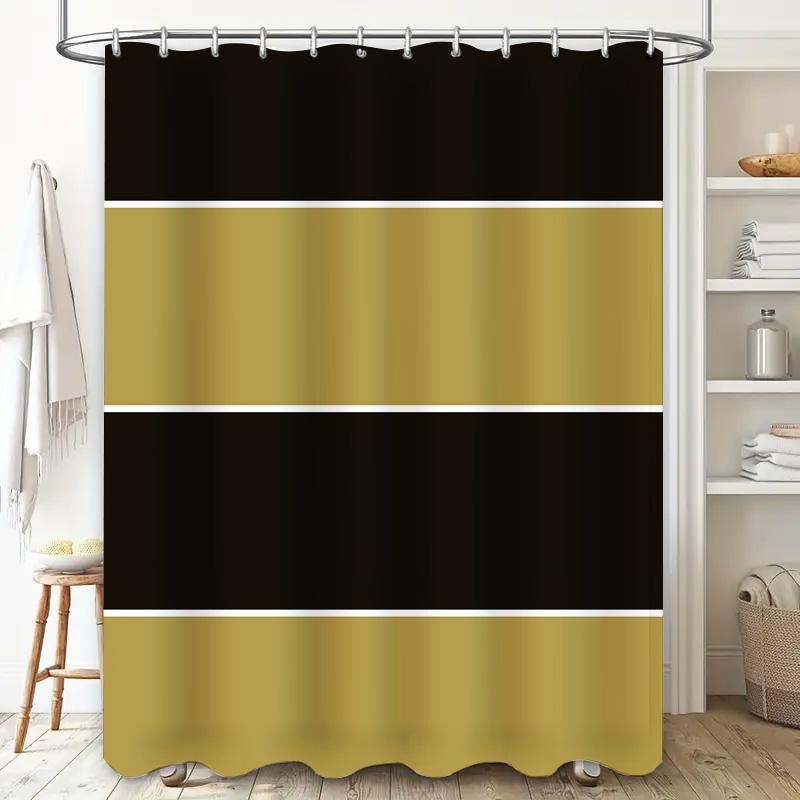 Modern Minimalist Black Gold Shower Curtain Set for Bathroom Decor 3D Printed Waterproof Fabric Various Sizes Available