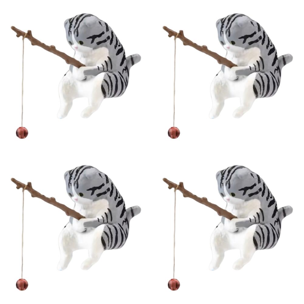 1-5pcs Fishing Cat Ornaments Sitting Fishing Little Cat Statue Fish Landscaping Cartoon Figurine Water Tank Aquarium Decorations