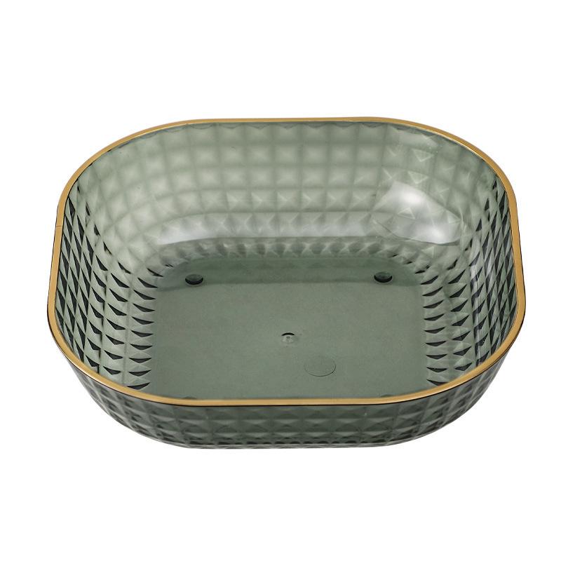 Elegant Gold-Edged Plastic Fruit Plate - Stylish Square Bone Dish for High-End Living Room Decor