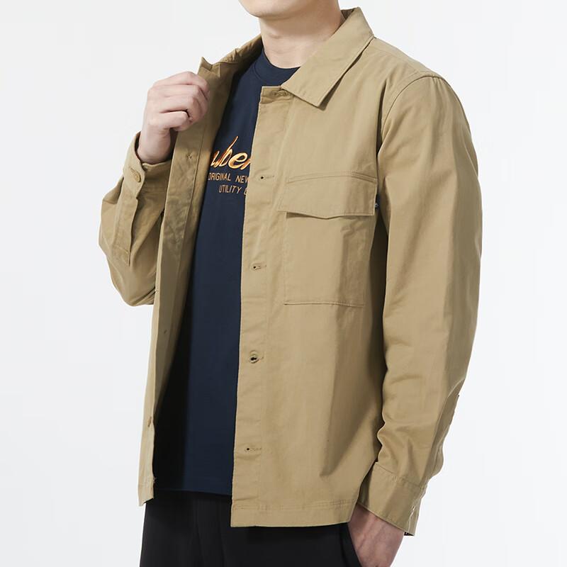 Timberland Solid Color Outdoor Sports Casual Loose Square Collar Long Sleeve Shirt Men shirts Khaki A28QG-918