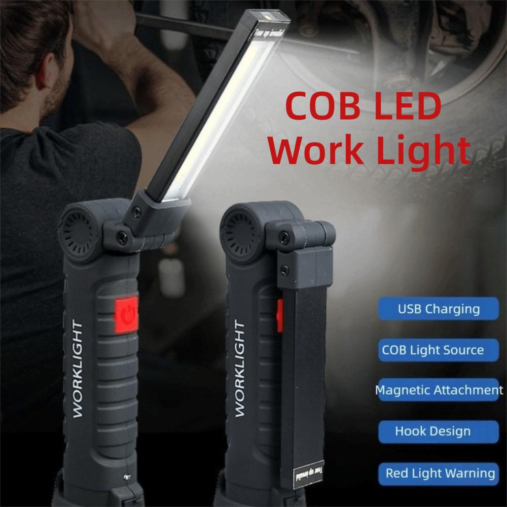 Dimmable LED Flashlight USB Rechargeable Inspection Lamp with Magnetic Hook COB LED Work Light BBQ