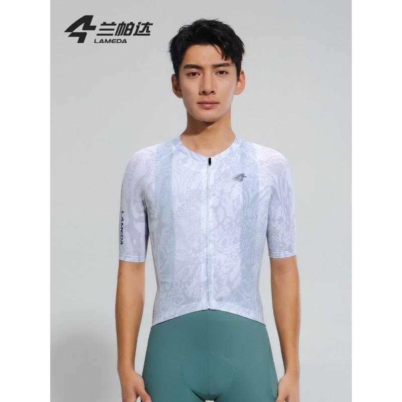Mens Cycling Jersey Long Sleeve Breathable Quick Dry Snake Print Back Pocket Road Bike Apparel