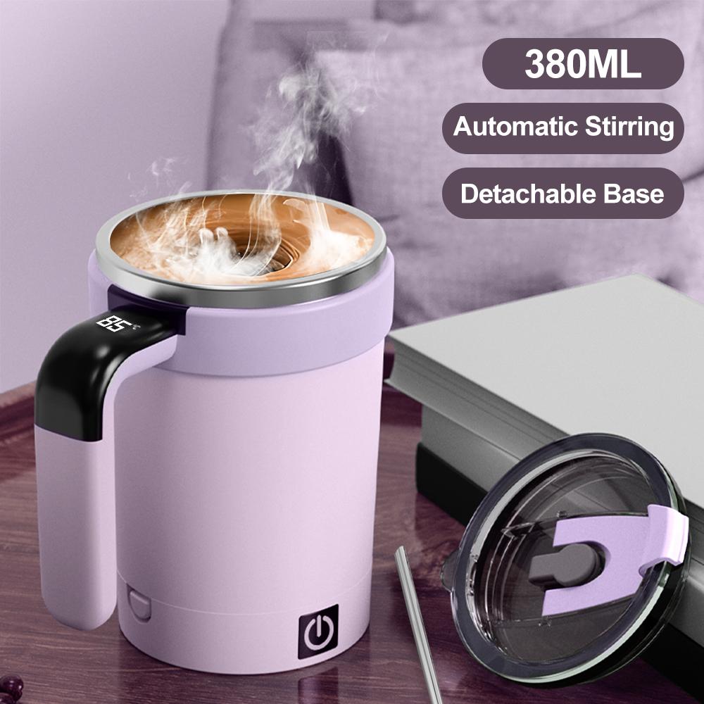 Tazza Miscelatrice Magnetica Automatica da 380ML con Cannuccia e Coperchio Acciaio Inossidabile Impermeabile Elettrica USB Miscelazione Caffè Nuova 2025