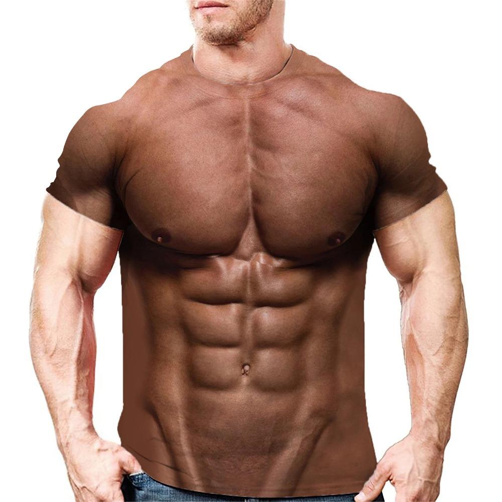 

Сексуальная мода мышцы татуировки креативный хип-хоп смешной крутой парень летняя мужская футболка с круглым вырезом короткий рукав топ 3D Harajuku принт новый XXL