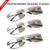 3 Pairs Photochromic Anti-Blue Light Metal Reading Glasses Bulk Sales Rectangular Presbyopic Eyewear Grandparents Read Magazines