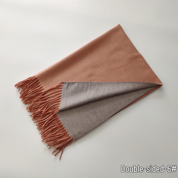 2024 Autumn/Winter Imitation Cashmere Double-Sided Red Scarf - Solid Color, Warm Shawl for Women, European & American Style.