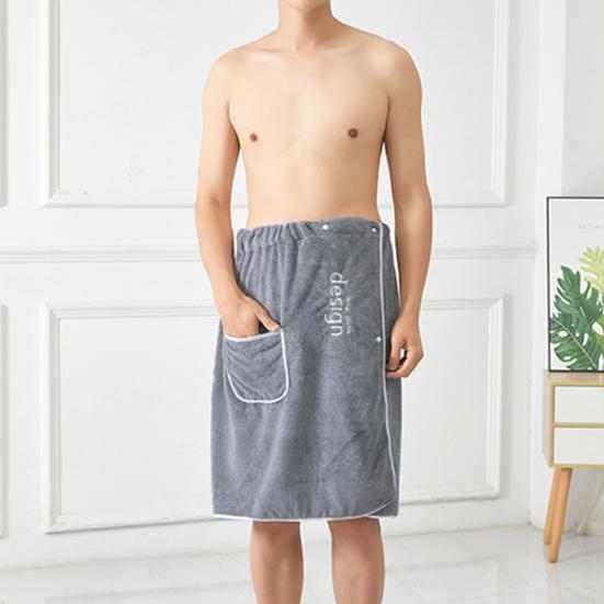 Serviette de bain absorbante pour hommes, serviette de bain à séchage rapide avec boucle sécurisée et poche pour salle de sport, Spa, Sauna, douche