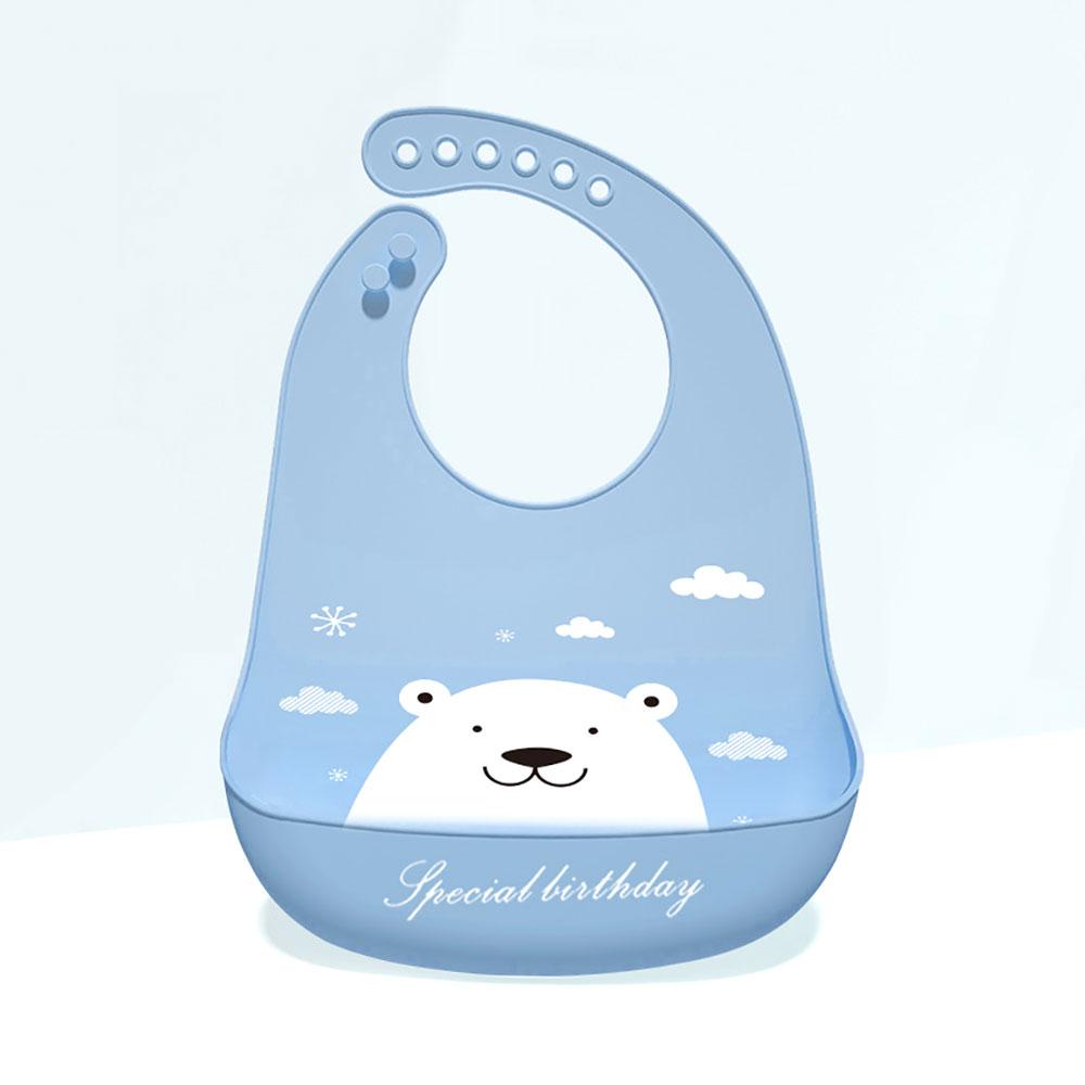 Silicone World 1PC Waterproof Bibs Baby Kids Stuff Cute Cartoon Printed Kids Bib Adjustable Soft Silicone Bib Baby Feeding Stuff