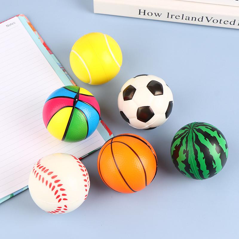 2Pcs Squeeze Toy Ball Football Pu Soft Foam Sponge Stress Relief Baseball Toys For Kids Children Wrist Training Balls