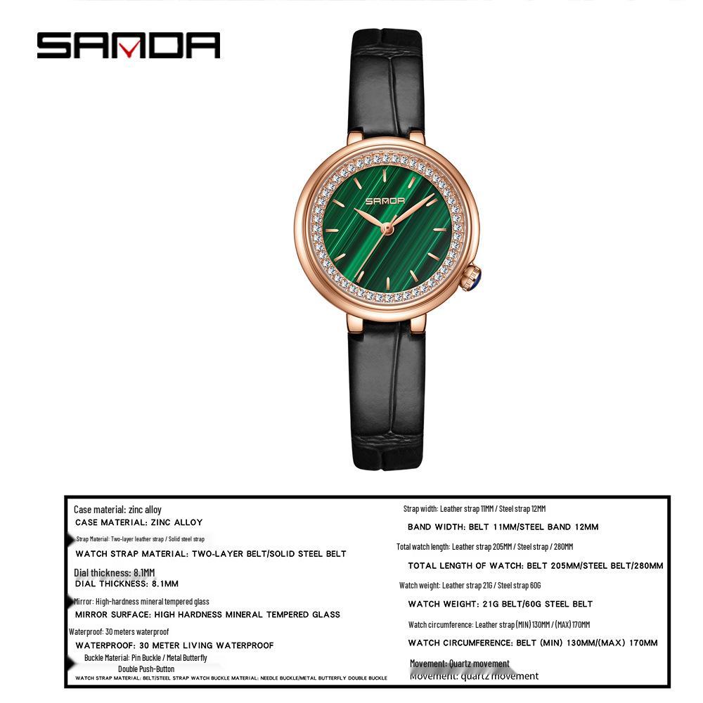 Sanda Women's Diamond-Studded Quartz Watch: Fashionable, Light Luxury, Versatile Steel Band 