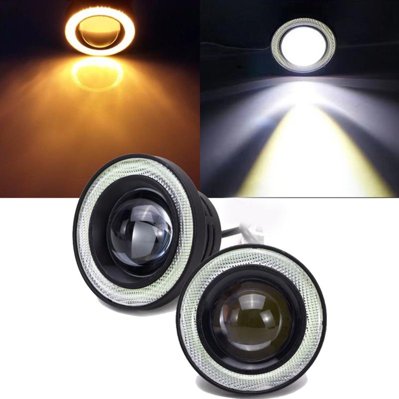 

1 пара светодиодных противотуманных фар со светодиодным кольцом COB 30W 3200LM Высокая яркость противотуманных фар с конденсаторными линзами 76MM жёлтый