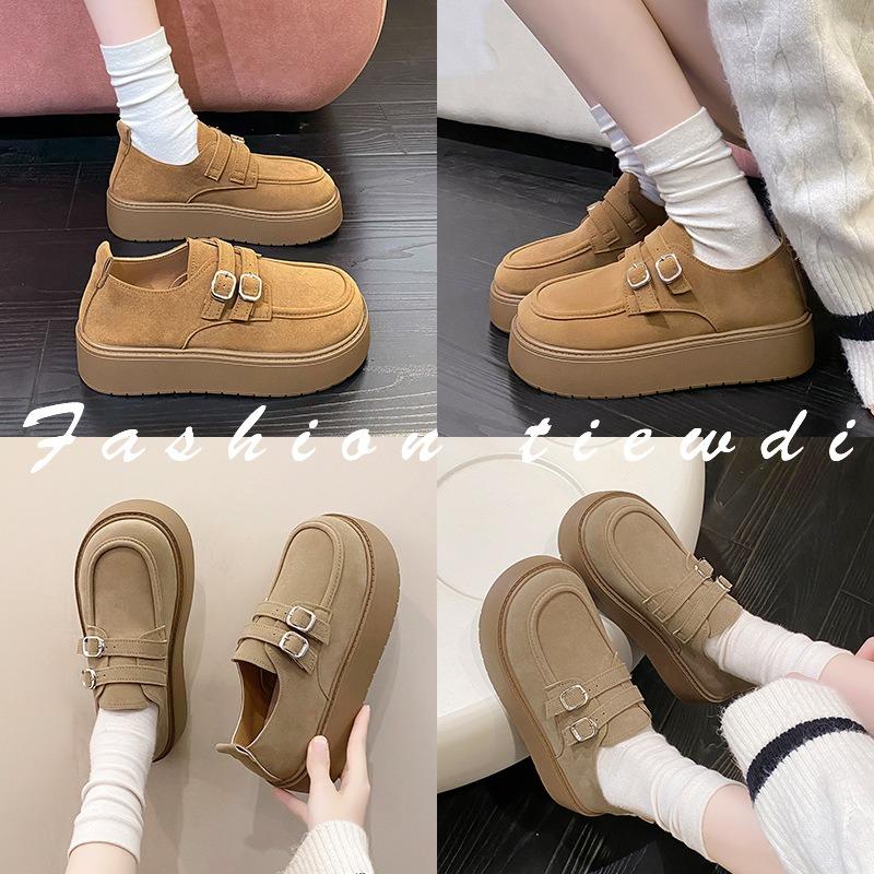 Retro Platform Women's New Spring One-pedal Single Shoes with Skirts Student Shoes