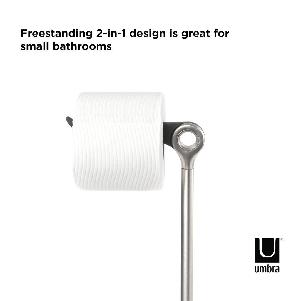 Umbra Toilet Paper Holder, Stand, Storage, Toilet Storage, TUCAN, 2023320410, 17cm Diameter x 74cm High x 23cm Wide, Nickel
