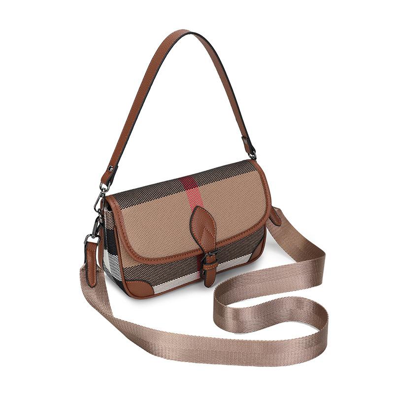 Fashion Plaid Women's Bag Small Armpit Bag Wide Shoulder Strap Summer Single Shoulder Crossbody Bag 2026 New Bag