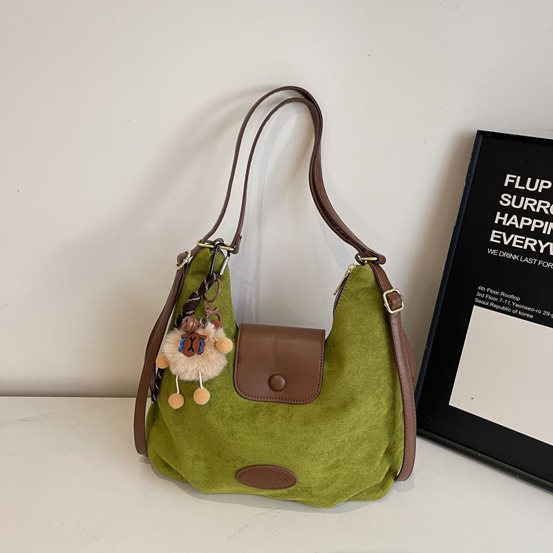 Suede bag women's 2025 new trendy backpack retro travel backpack large capacity tote bag messenger bag