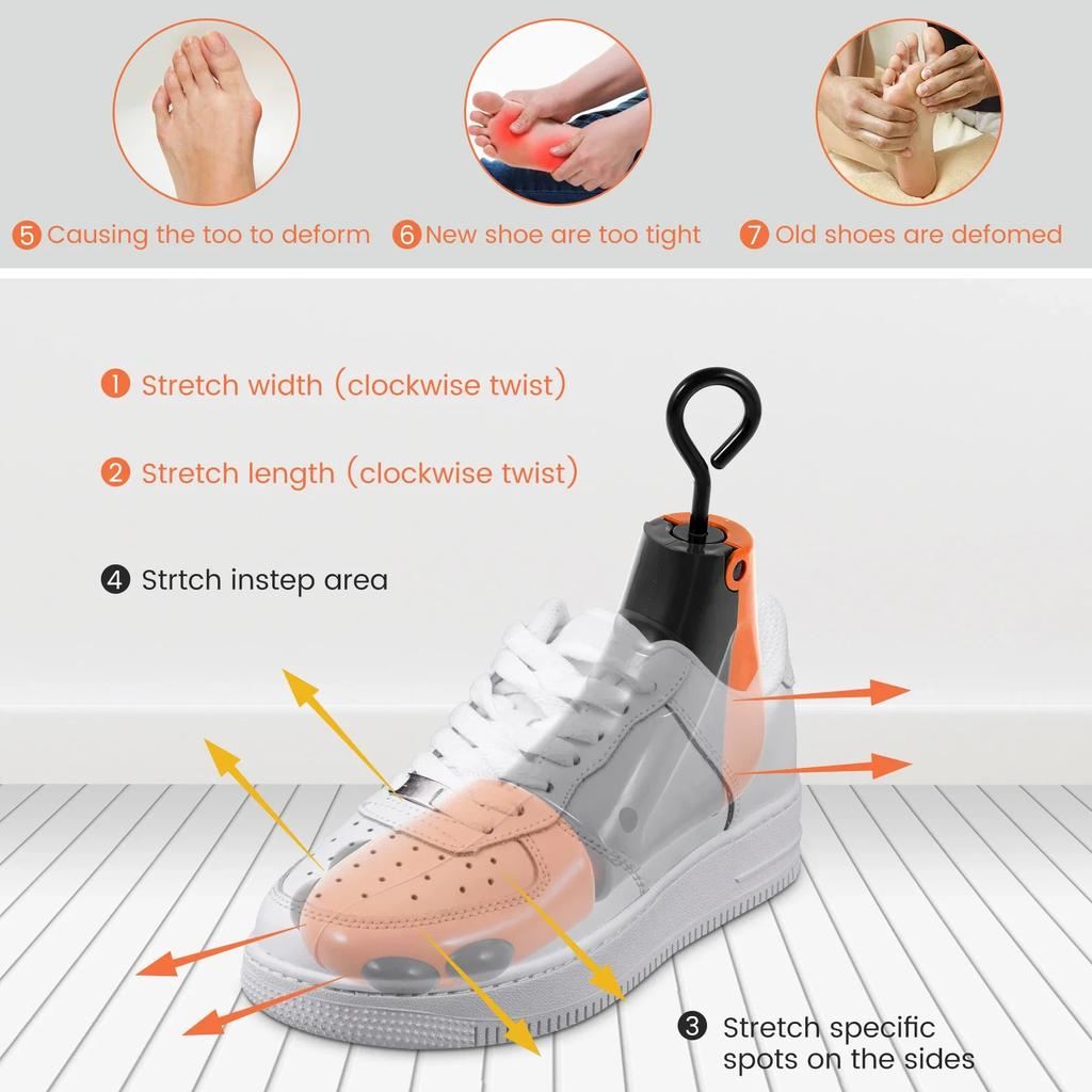 Universeller Schuhdehner Stiefelspanner Verstellbar für flache Schuhe High Heels Sneaker Schuh Stiefel Verbreiterer Dehner Mit Schuhanzieher für Damen Herren