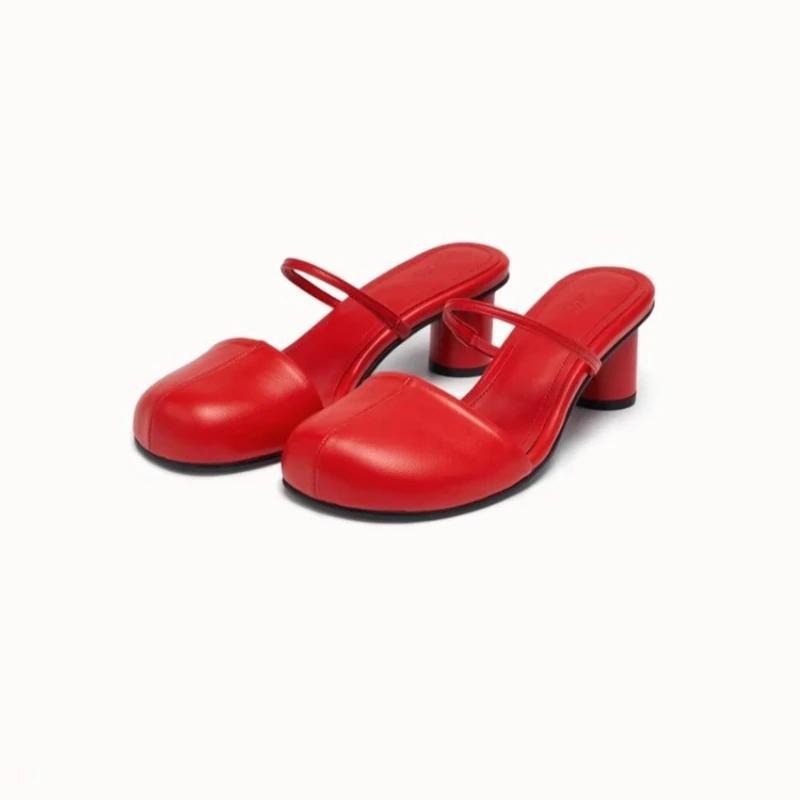 New High Heels Women Slippers Chunky Mules Shoes 2025 Trend Slingabck Sandals Summer Designer Sexy Woman Pumps Zapatillas Mujer