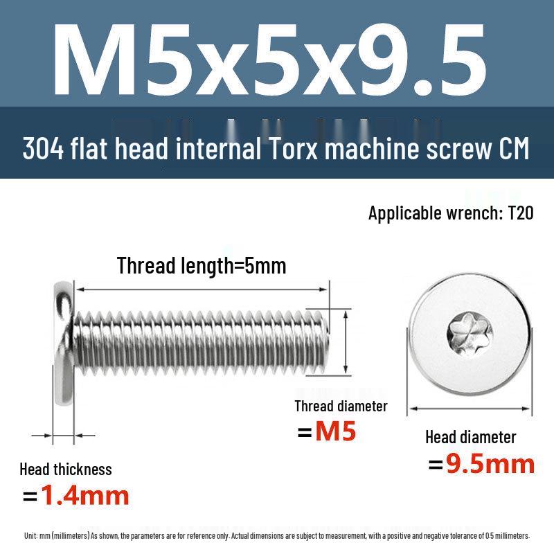 Yigu 304 Stainless Steel Thin Flat Head Torx Screw M2-M8 for Computer Machines