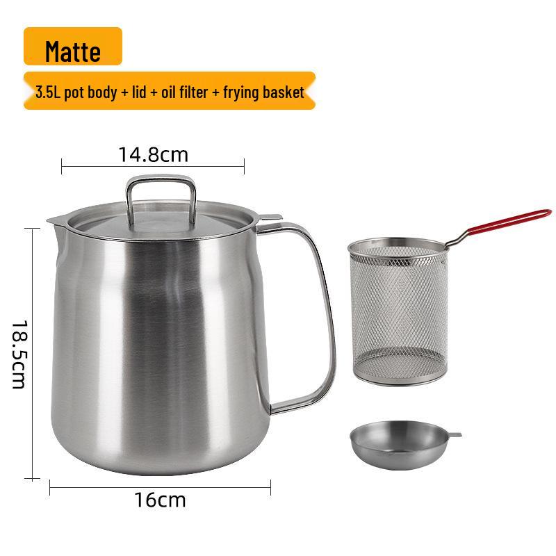 304 Stainless Steel Multi-Purpose Oil Filter Pot with Screen and Dregs Separator for Kitchen
