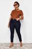 Women's Style Plus Size Dark Blue Estra Flexible Skinny Jeans