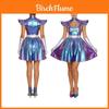 Space Theme Cosplay Dress With Laser Reflective Fabric For Adult Costume Parties