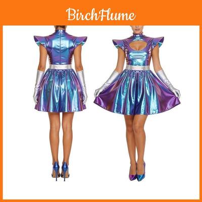 Cosplay-Kleid mit Weltraum-Thema und laserreflektierendem Stoff für Kostümpartys für Erwachsene
