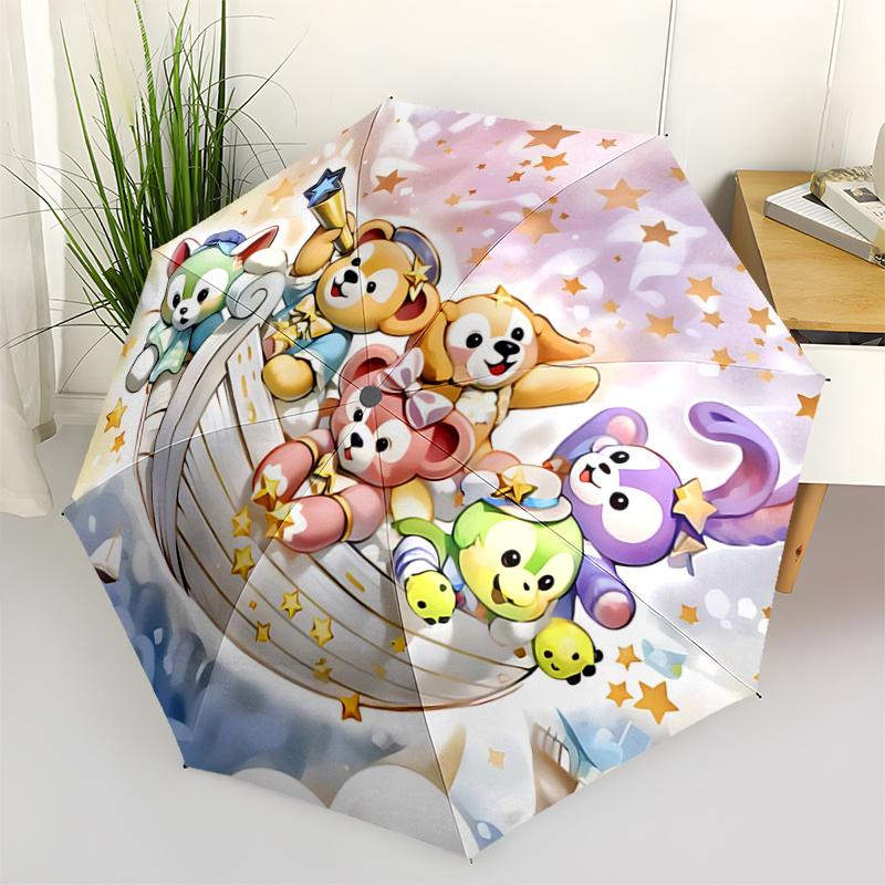 

1pc Duffy and Friends Sailing Through a Starry Sky Automatic Opening and Closing Umbrella - Small Umbrella Suitable for Various Occasions, P