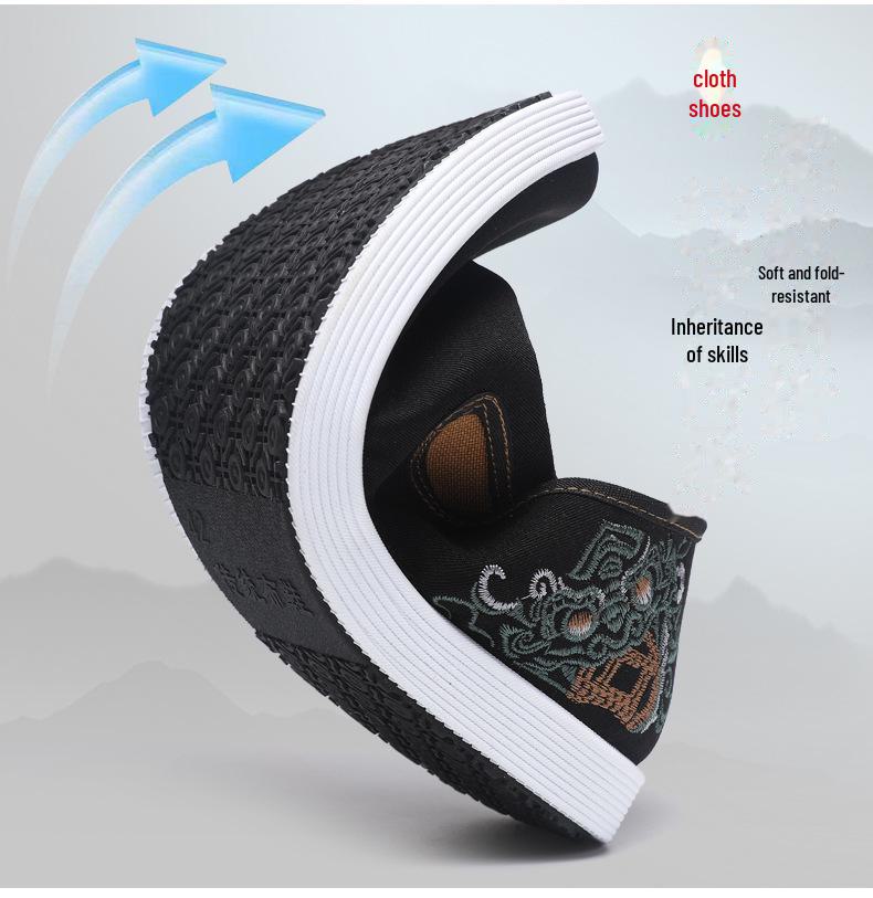 Men’s Spring Chinese Style Embroidered Cloth Shoes - Soft, Breathable Canvas with Comfortable Sole