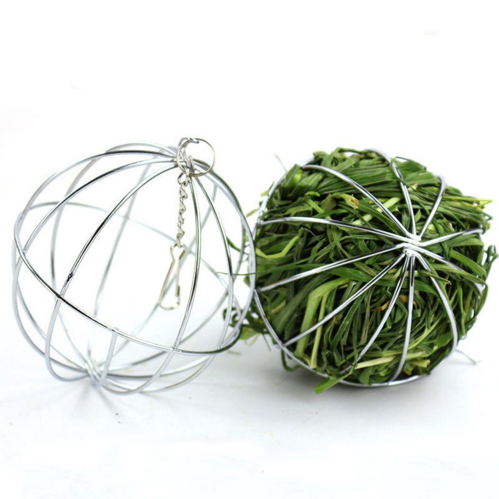 8cm Hanging Hay Ball Feeder Stainless Steel Small Animal Grass Holder Cage for Rabbits Guinea Pigs Hamsters Chinchillas