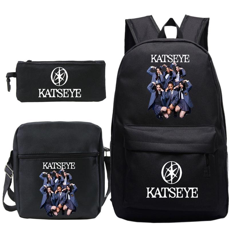 3pcs Girl Group Katseye Printed Children Backpack Set Boys Girls Schoolbag Students Lightweight Backpacks Back To School Gift