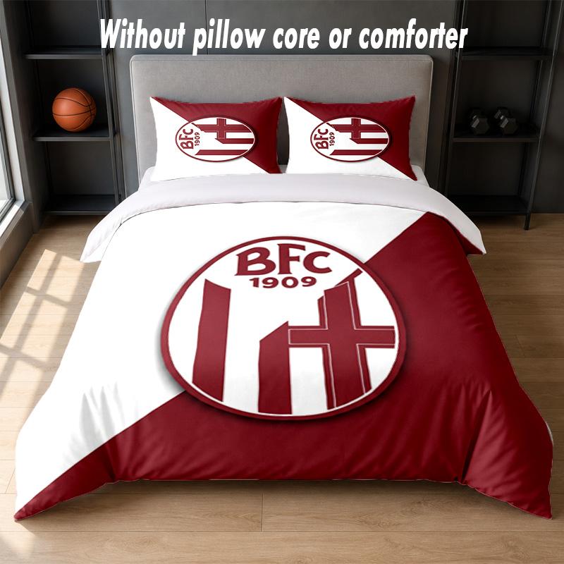 Bologna FC Design Bed Bedding Set 1 Duvet Cover + 2 Pillowcases Soft Breathable Household Bed Linens