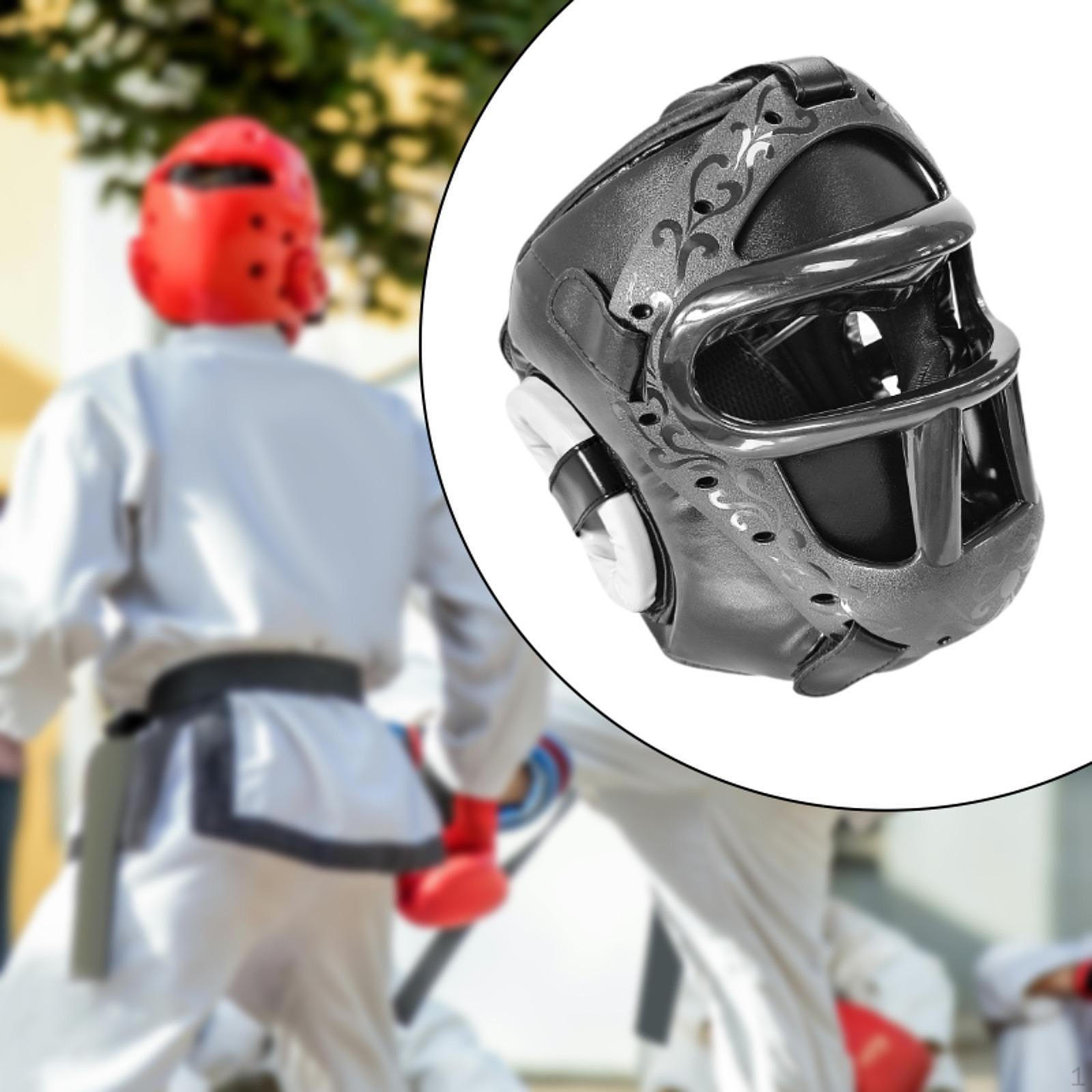 

Боксерский головной убор, защита для лица, защита лба и ушей, полная защита для мужчин, женщин, мма L чёрный