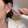 S925 Sterling Silver Double Layer Rhinestone Shell Earrings - Elegant Light Luxury for Women
