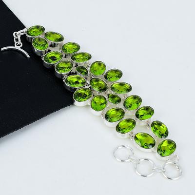 Peridot Bracelet, Green Peridot Gemstone, Handmade Peridot Bracelet Jewelry, Green Color Bracelet, Gift For Her, Anniversary Gift Jewelry
