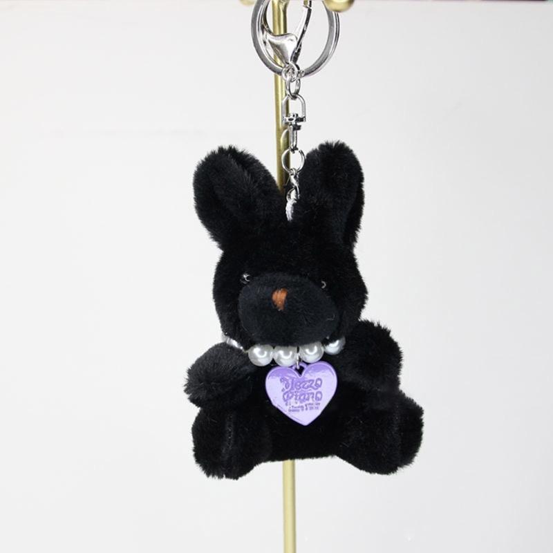 Söt Liten Kanin Nyckelring med Pärlor Pärlbeströdd Hjärta Hänge Nischad Stil Nyckelringar Väska Ryggsäck Dekoration för Flickor