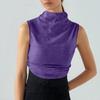 Women's Solid Color Semi-high-neck Sleeveless Vest Pleated  Top T-shirt