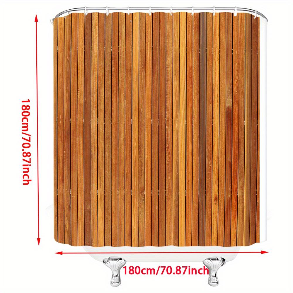 1pc Natural Wood Grain Shower Curtain - Warm Brown Texture,  Machine Washable Polyester, Stylish & Durable Bathroom Decor