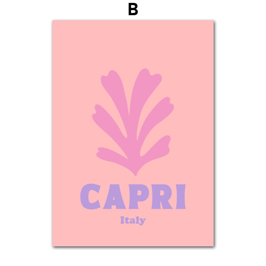 Groovy Leaf Matisse Pastel Pink Postere și imprimeuri Artă de perete Retro Funky Pânză Pictură Imagini Estetic College Decor Room