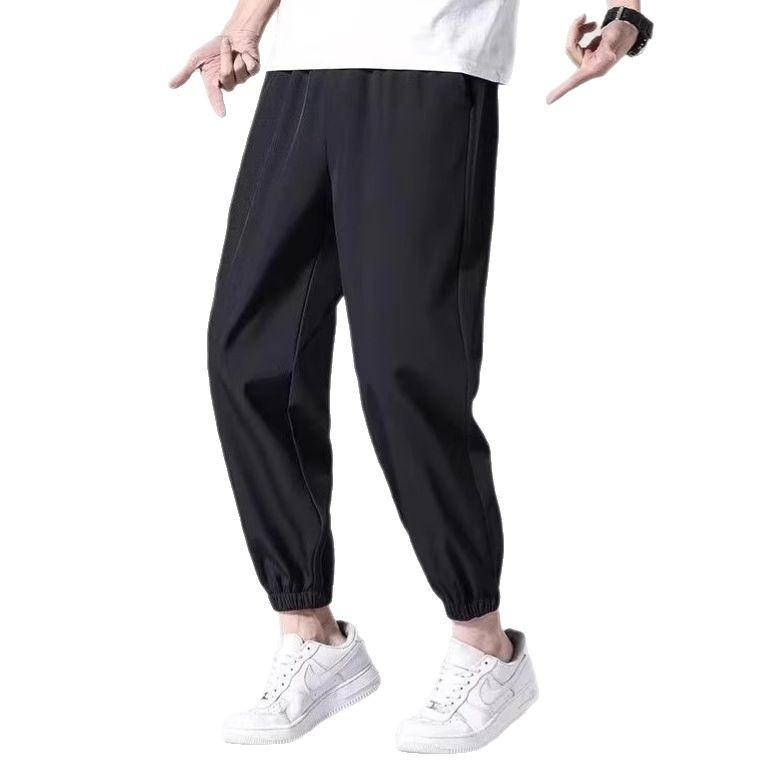 Eisseiden schnelltrocknende Hosen Herren Sommer dünn locker Leggings trendig vielseitig gerade vertikal lässig Sporthosen