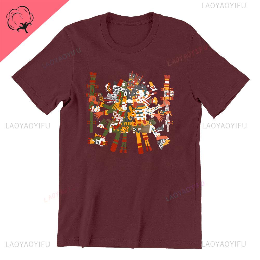Tlaloc Quetzalcoatl Aztéčtí Bohové Starověcí Bohové Mexické Tričko Pánské Aztécké Tričko Aztécký Potisk Trička z Mexika Mexické Oblečení Muži