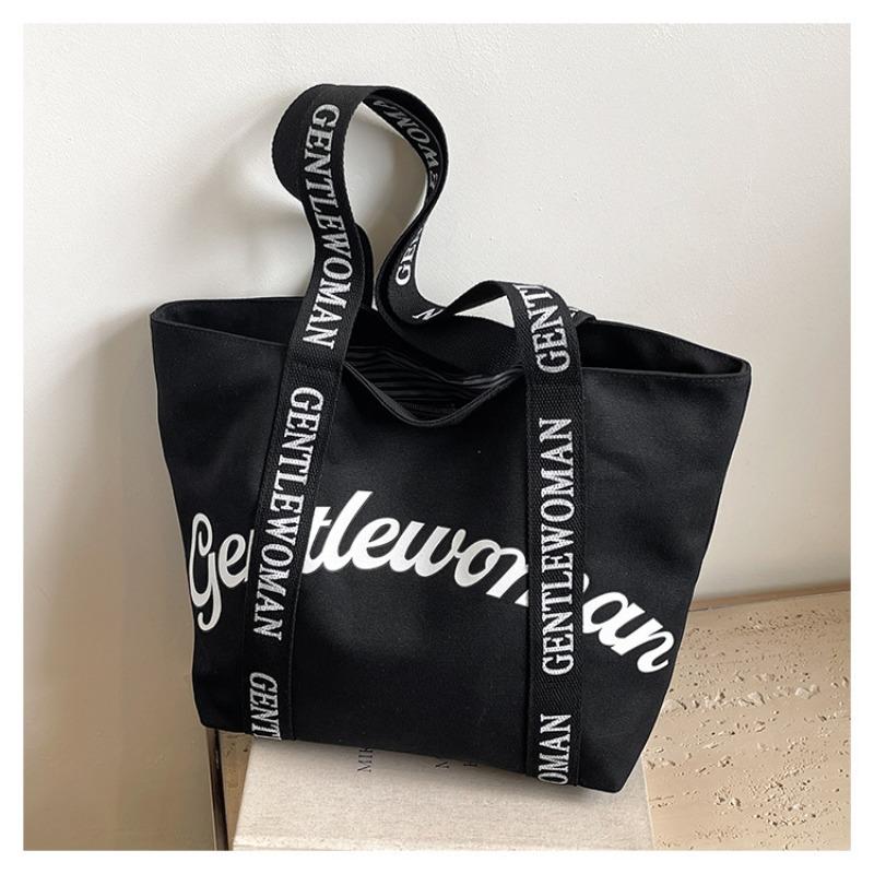 Large-capacity commuter tote bag, new letter shoulder strap, portable shoulder bag.