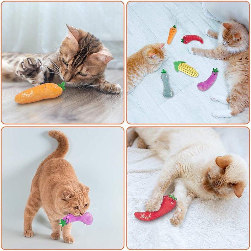 Interactive Catnip Plush Kitten Toys Fluffy Chew Toy Long Teeth Indoor Play Pet Supplies Cats Kittens