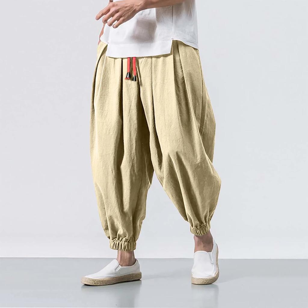 Spring Men Loose Harem Pants Chinese Style Overweight Sweatpants Casual Oversize Trousers Man