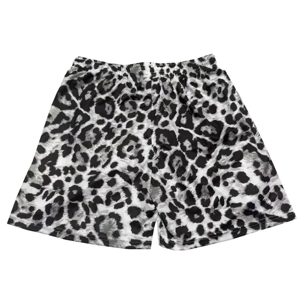 American Leopard Print Mesh Quick-Dry Plus Size Outdoor Sports Shorts